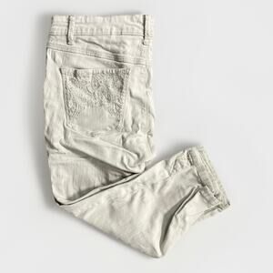 Gloria Vanderbilt Capris Women’s 4P Petite White Lace Embroidered Pockets